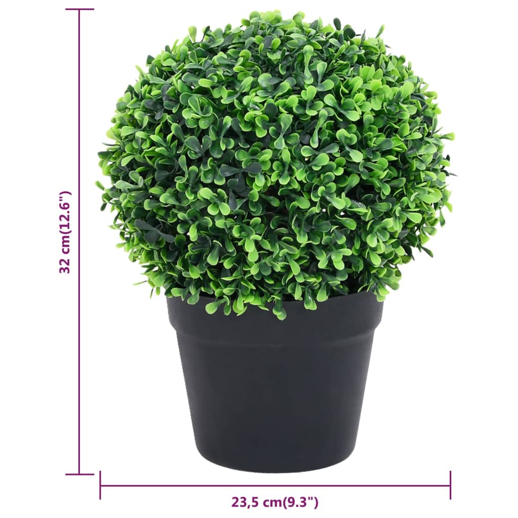 Artificial Boxwood Plants 2 pcs. Potted Ball Shape Green 32 cm