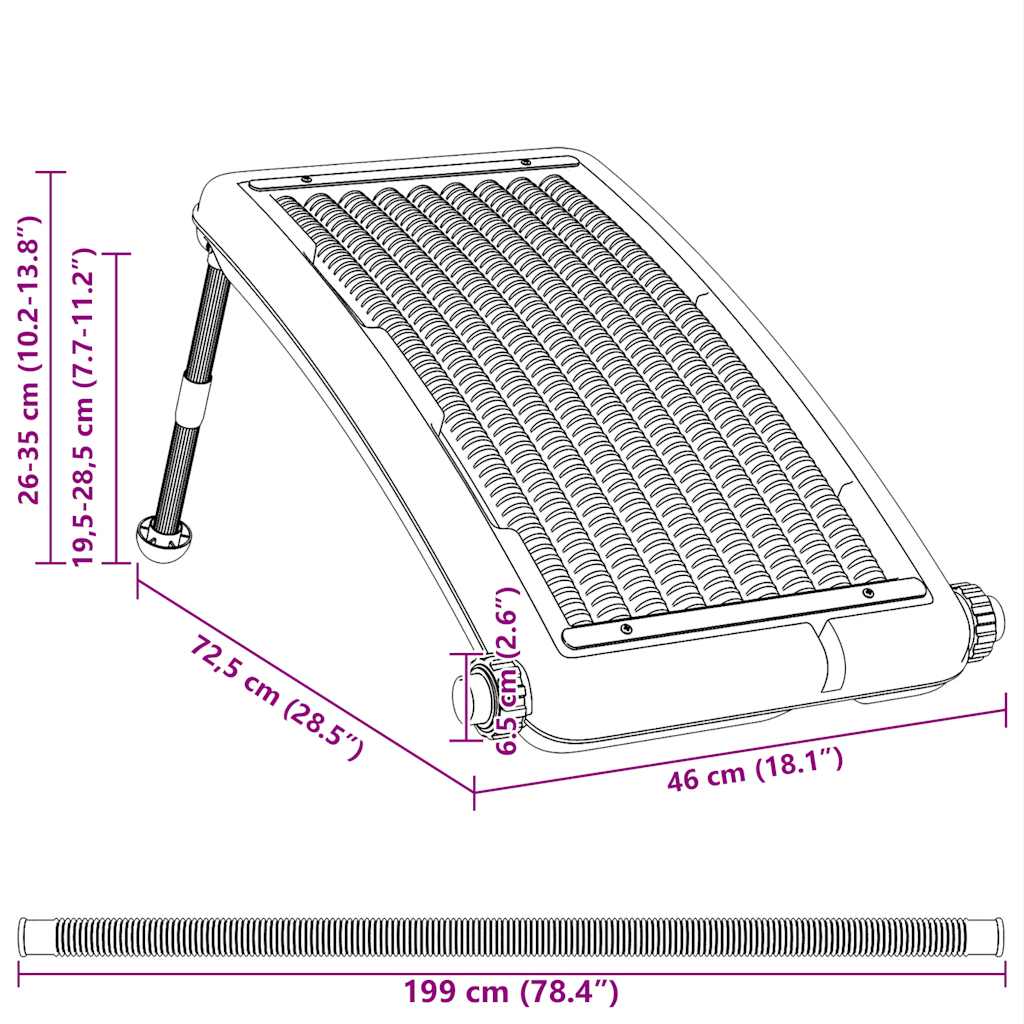 Solarkollektor für Pool Gebogen 72,5x46 cm