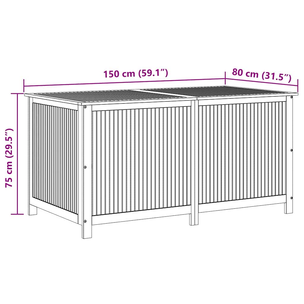 Garten-Aufbewahrungsbox 150x80x75 cm Massivholz Akazie