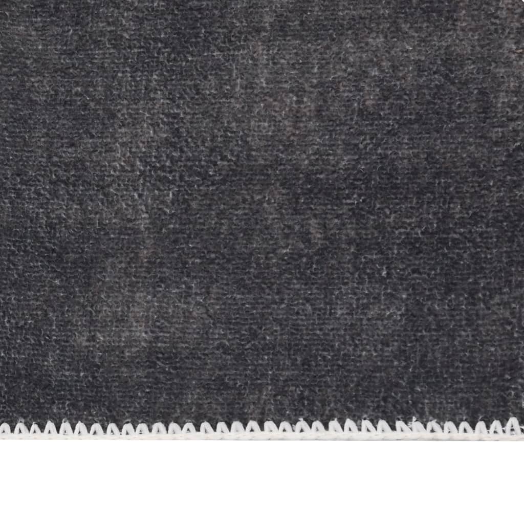 Teppichläufer Waschbar Faltbar Anthrazit 80x300 cm Polyester