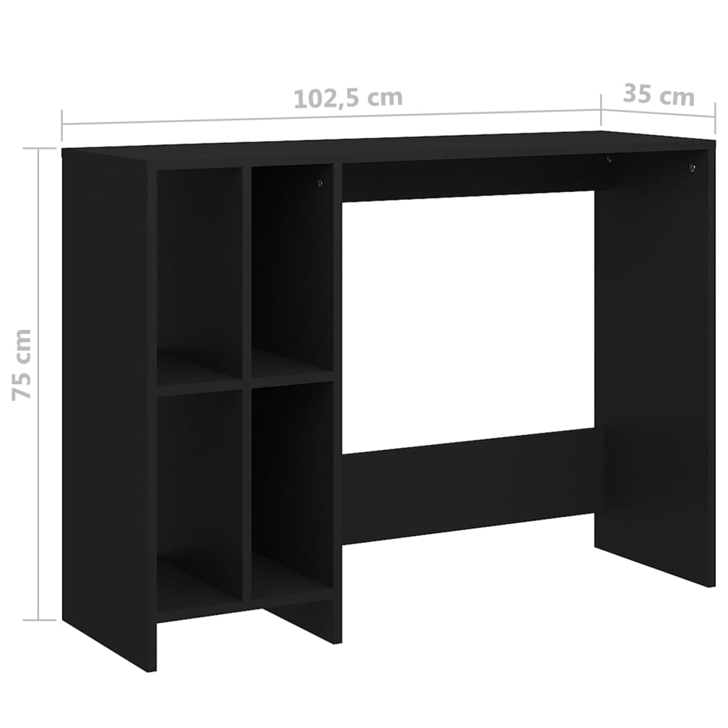 Computer Desk Black 102.5x35x75 cm Engineered Wood