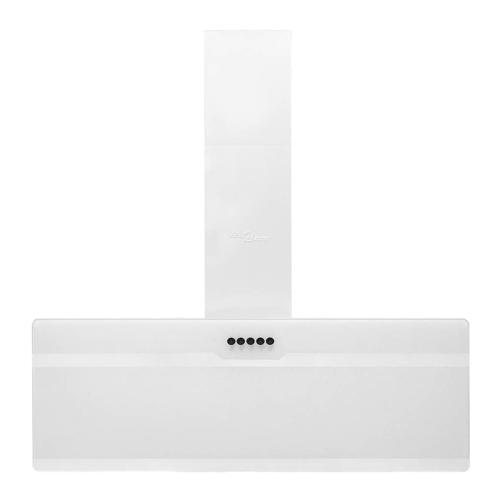 Dunstabzugshaube 90 cm Stahl und Hartglas Weiß