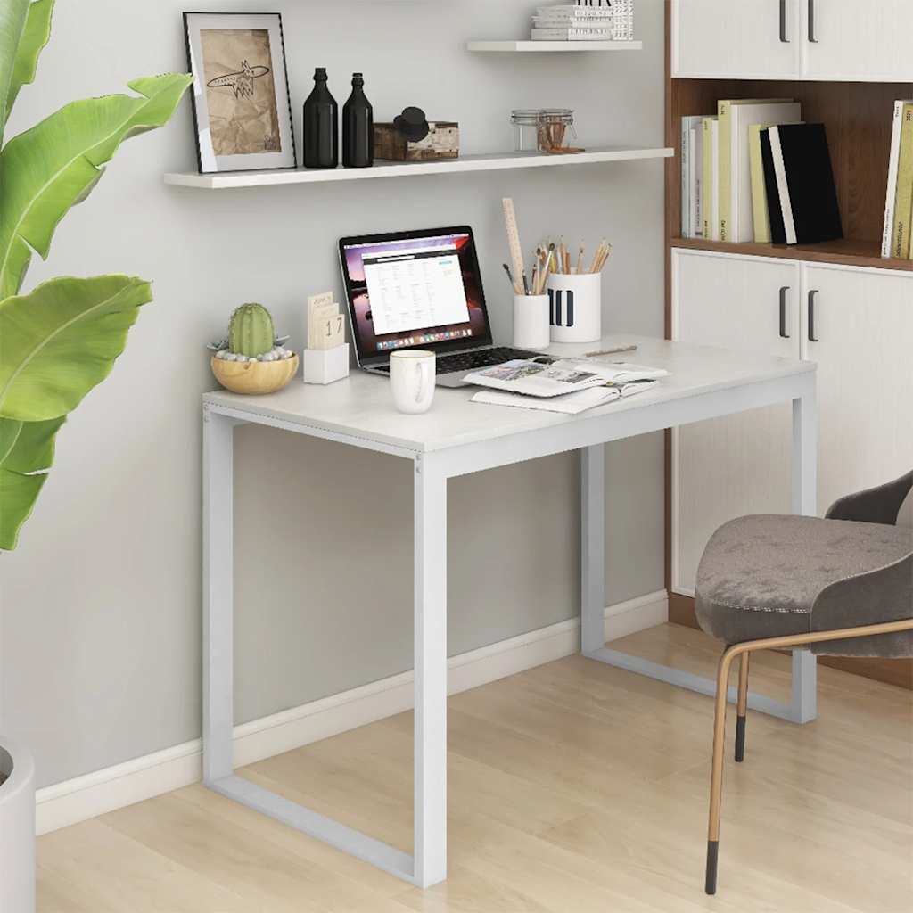 Bureau informatique blanc 110x60x73 cm Bois d'ingénierie