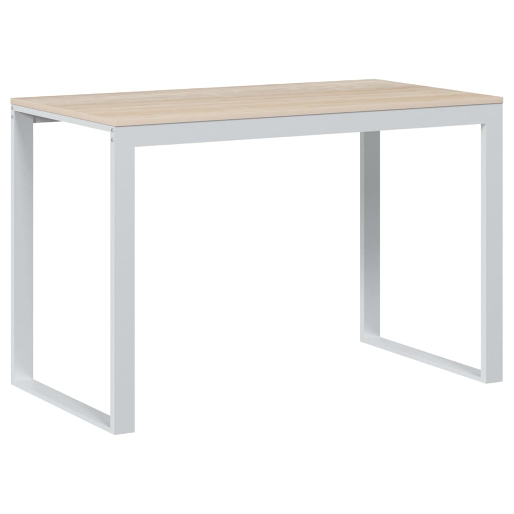 Computer Desk White and Oak Look 110x60x73 cm Wood Material