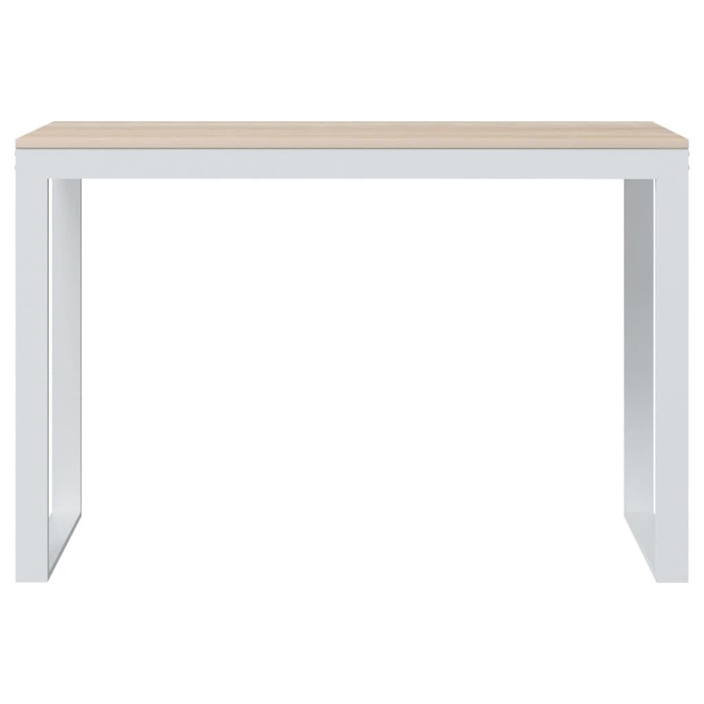 Computer Desk White and Oak Look 110x60x73 cm Wood Material
