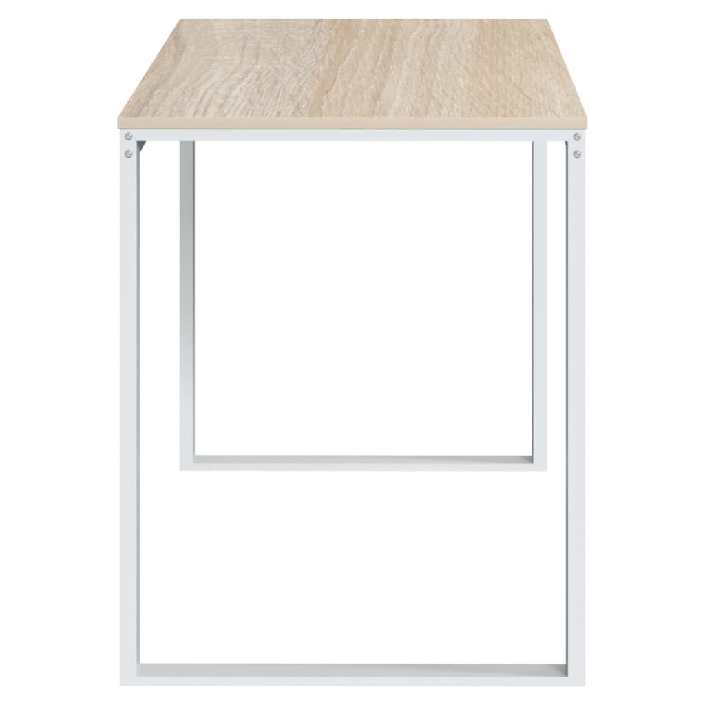 Computer Desk White and Oak Look 110x60x73 cm Wood Material