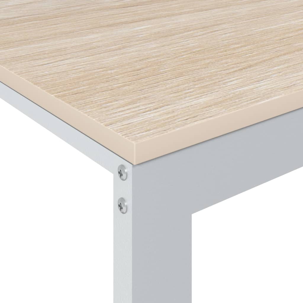 Computer Desk White and Oak Look 110x60x73 cm Wood Material
