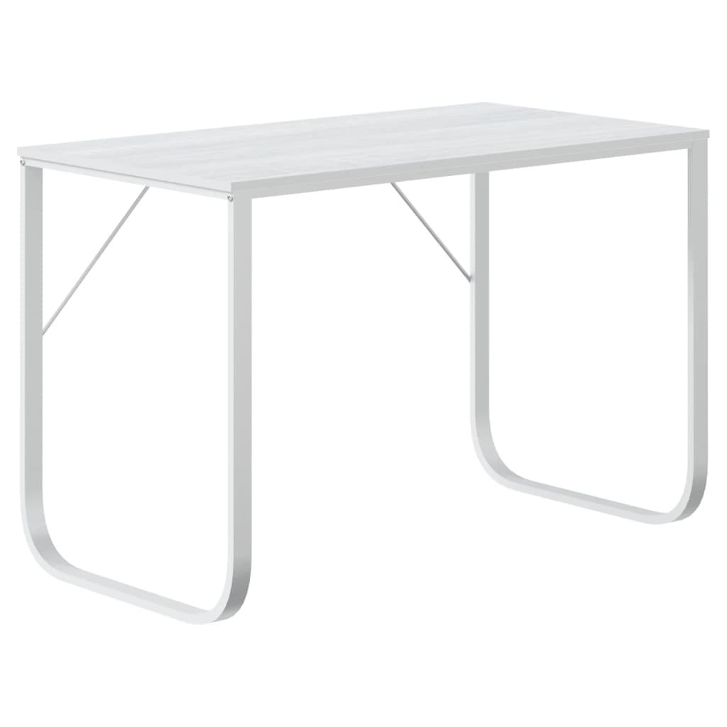 Bureau informatique blanc 110x60x73 cm en bois d'ingénierie