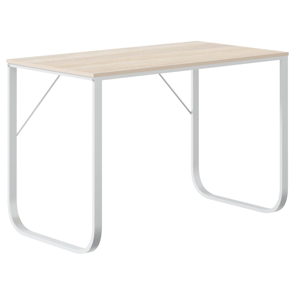Computertisch Weiß und Eiche-Optik 110x60x73 cm Holzwerkstoff