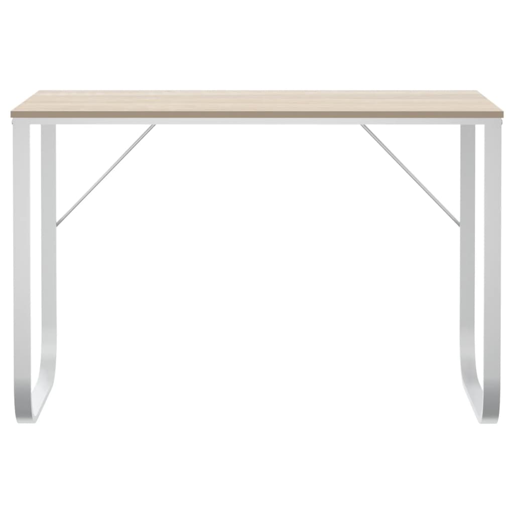 Computertisch Weiß und Eiche-Optik 110x60x73 cm Holzwerkstoff