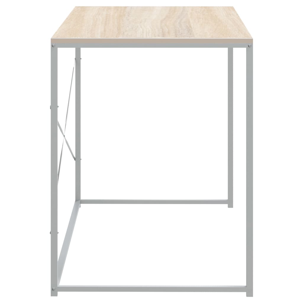 Computer Desk White and Oak-Look 110x60x70 cm Engineered Wood