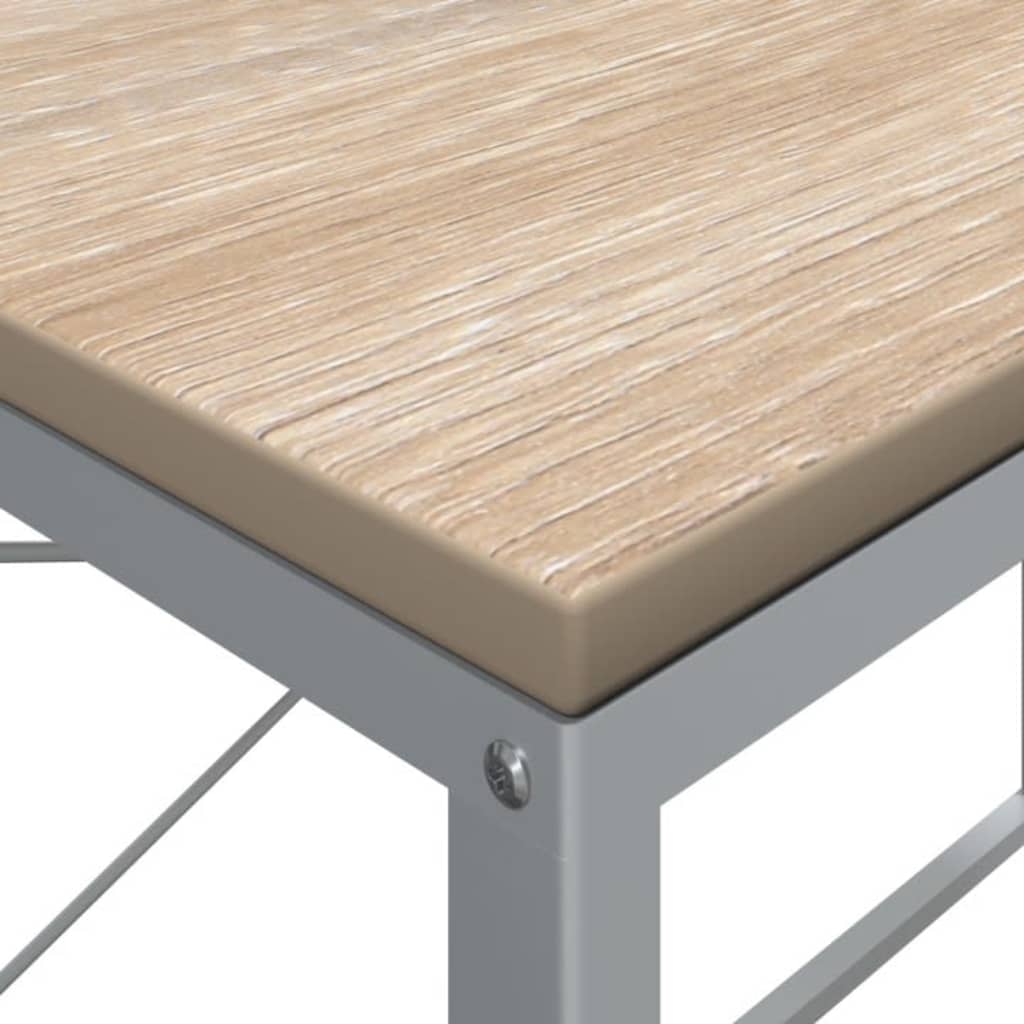 Computer Desk White and Oak-Look 110x60x70 cm Engineered Wood