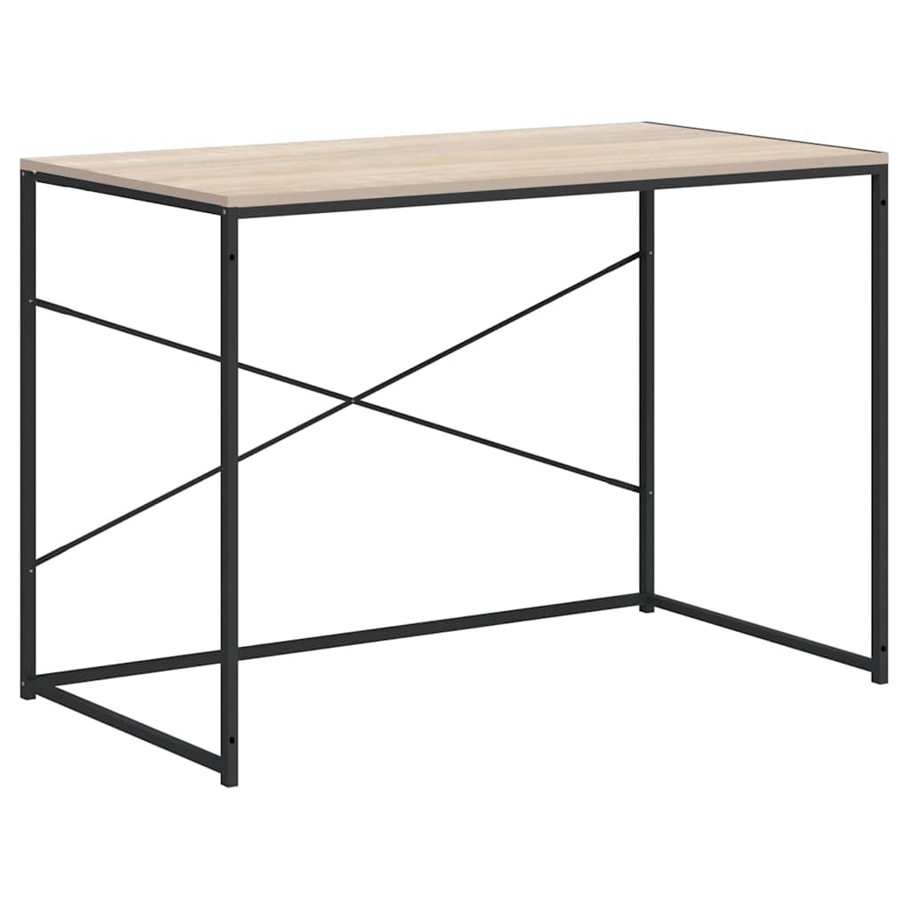 Computer Desk Black and Oak Look 110x60x70cm Engineered Wood