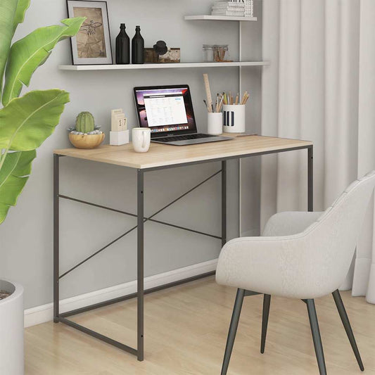 Computertisch Schwarz und Eiche-Optik 110x60x70cm Holzwerkstoff