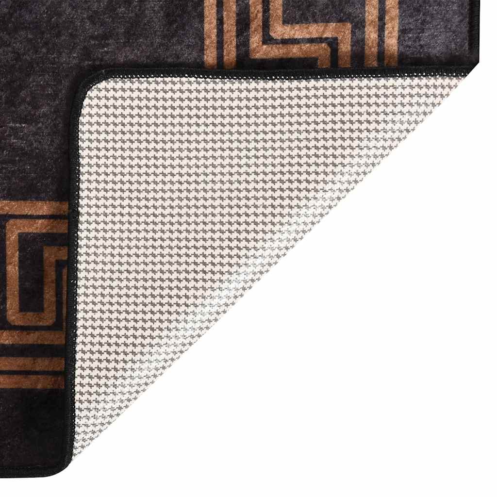 Teppich Waschbar 80x150 cm Schwarz und Golden Rutschfest