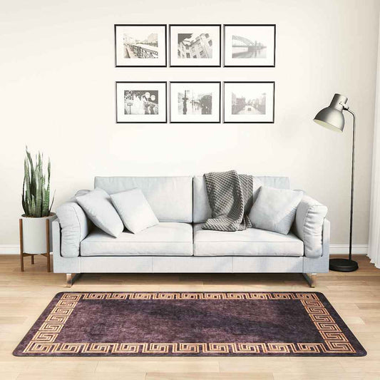 Washable Rug 80x150 cm Black and Gold Non-Slip