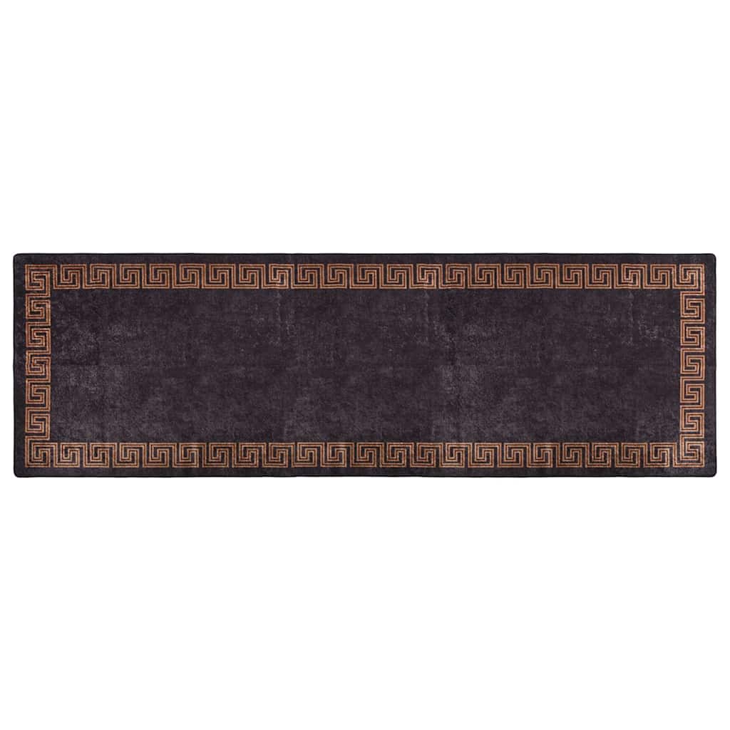 Washable Rug 80x300 cm Black and Gold Non-Slip