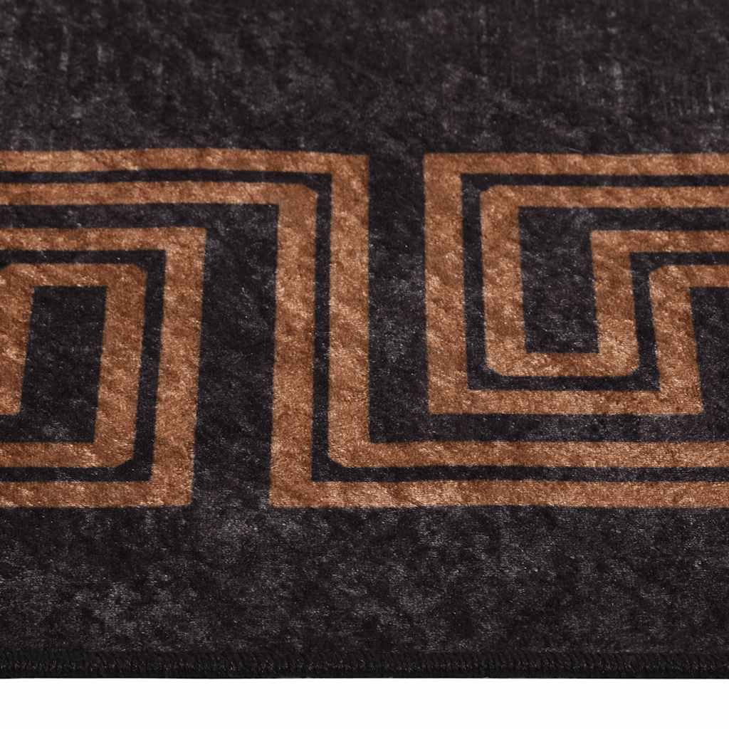 Washable Rug 80x300 cm Black and Gold Non-Slip