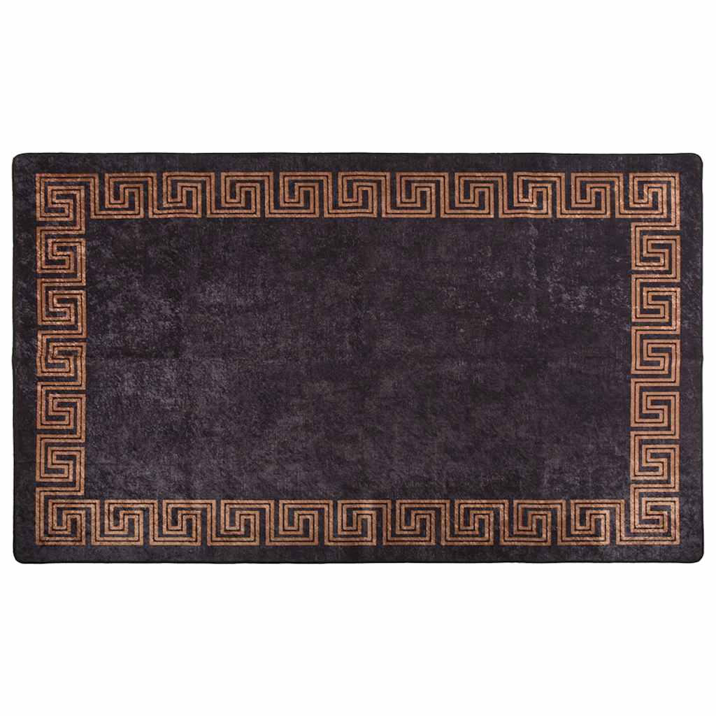 Tapis Lavable 120x180 cm Noir et Doré Antidérapant