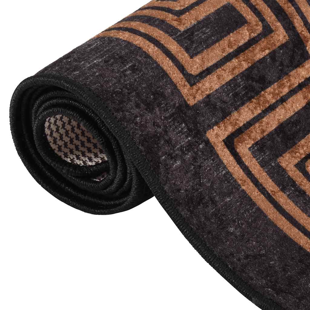 Tapis lavable noir et doré 160x230 cm antidérapant