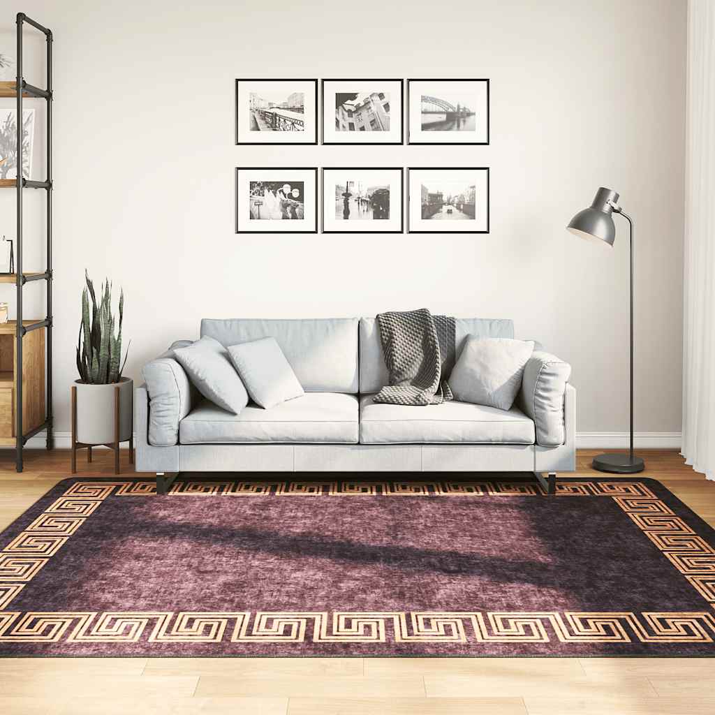 Tapis lavable noir et doré 160x230 cm antidérapant