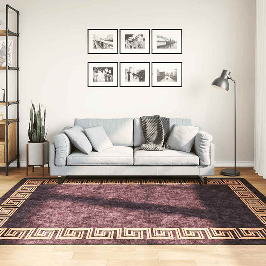 Washable Rug Black and Gold 160x230 cm Non-Slip