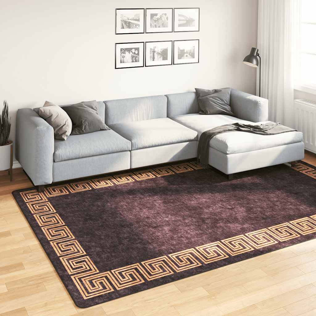 Teppich Waschbar Schwarz und Golden 190x300 cm Rutschfest