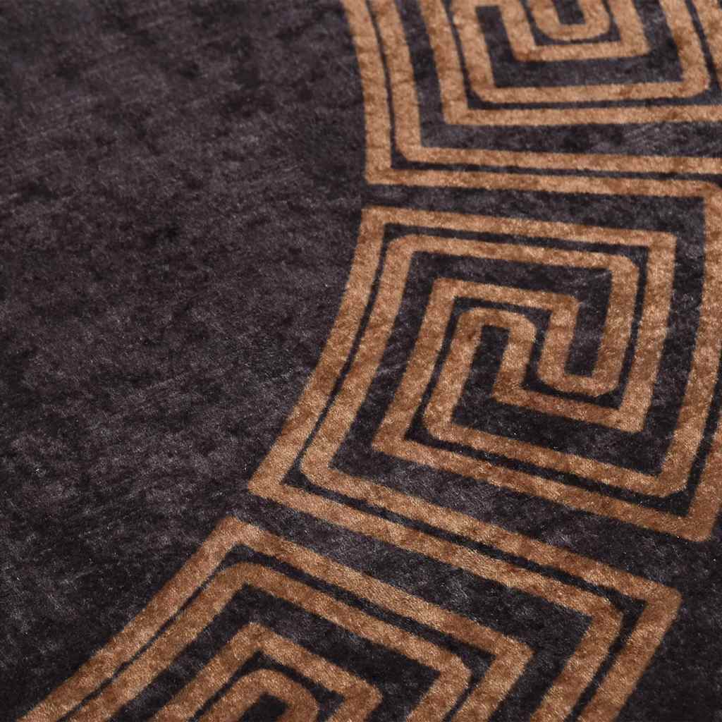 Washable Black and Gold Rug, φ120 cm, Non-Slip