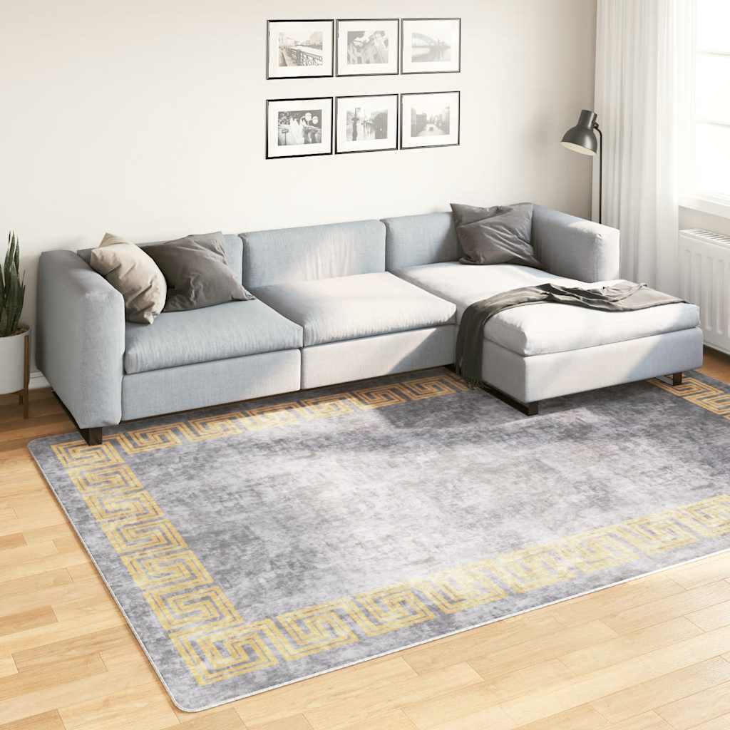 Tapis Lavable Gris 190x300 cm Antidérapant