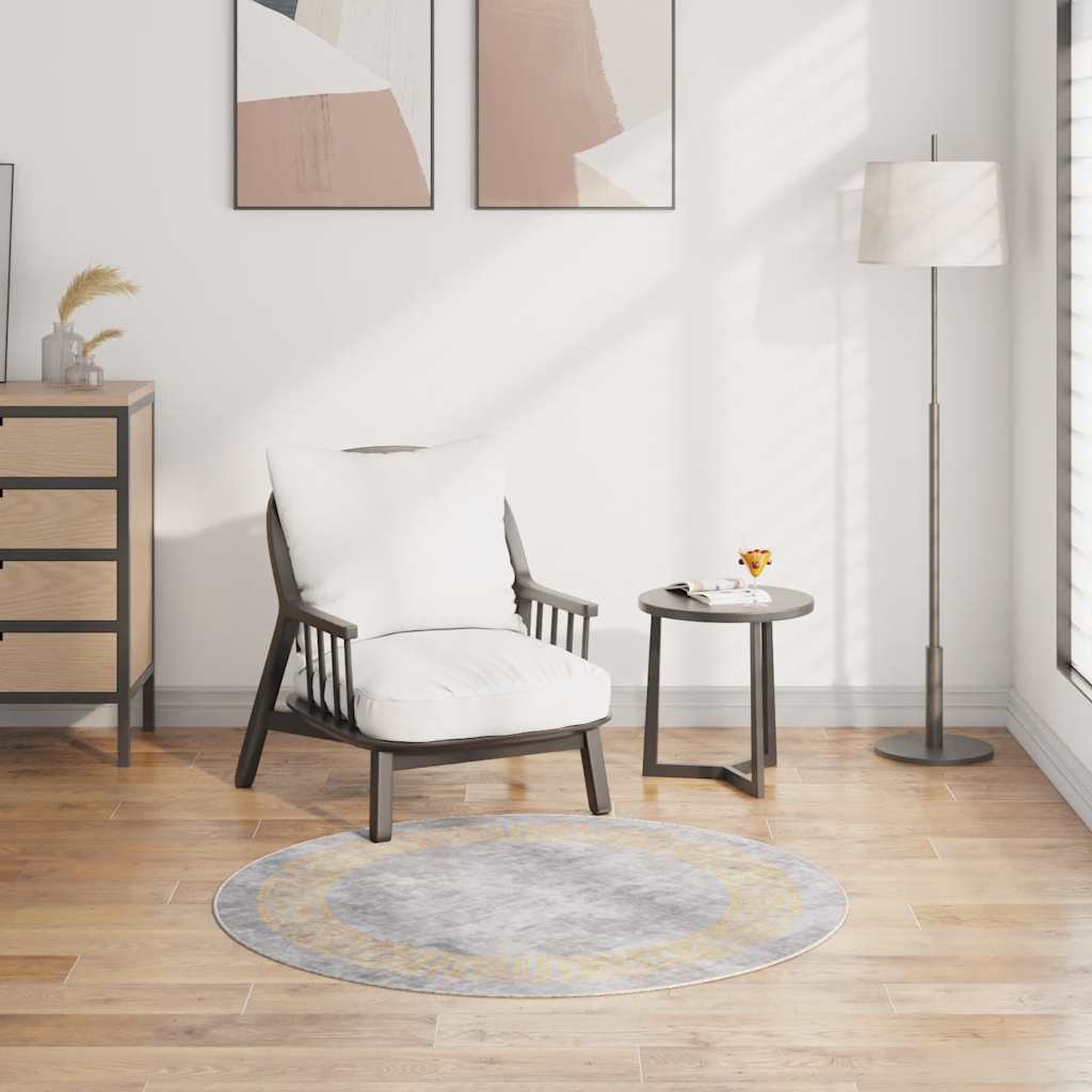 Washable Rug Grey φ120 cm Non-Slip