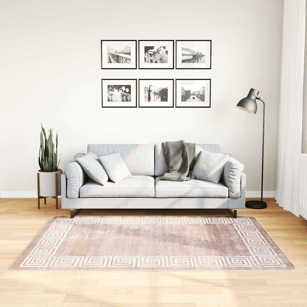Teppich Waschbar Beige 120x180 cm Rutschfest