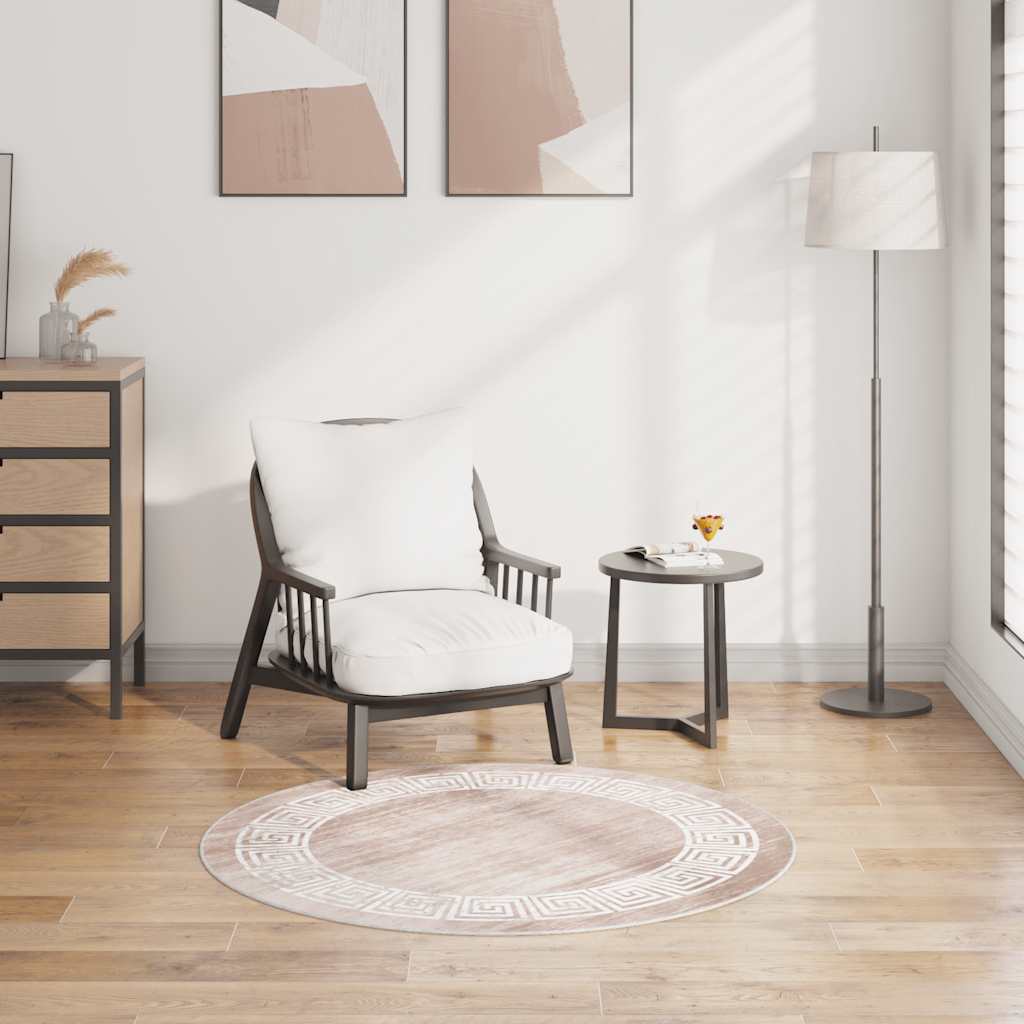 Washable Rug 120 cm Beige Non-Slip