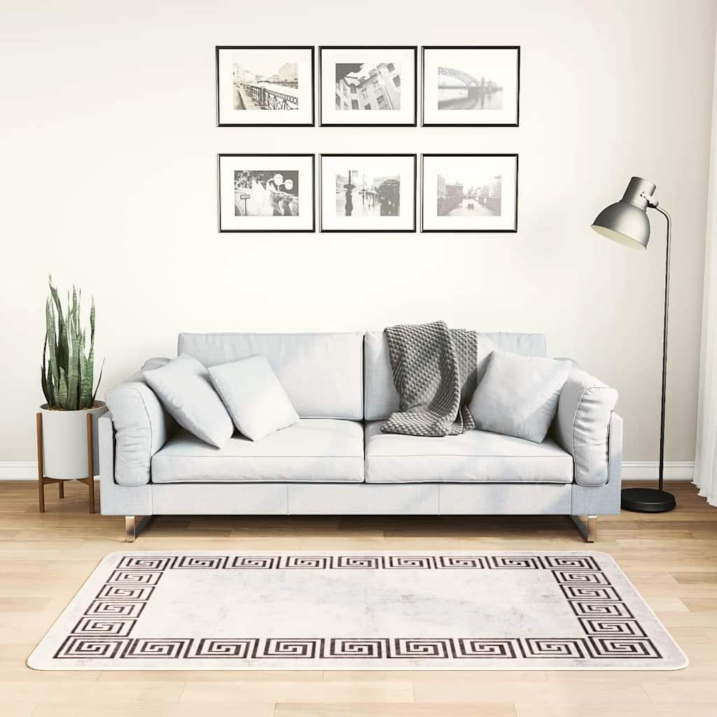 Teppich Waschbar 80x150 cm Hellbeige Rutschfest