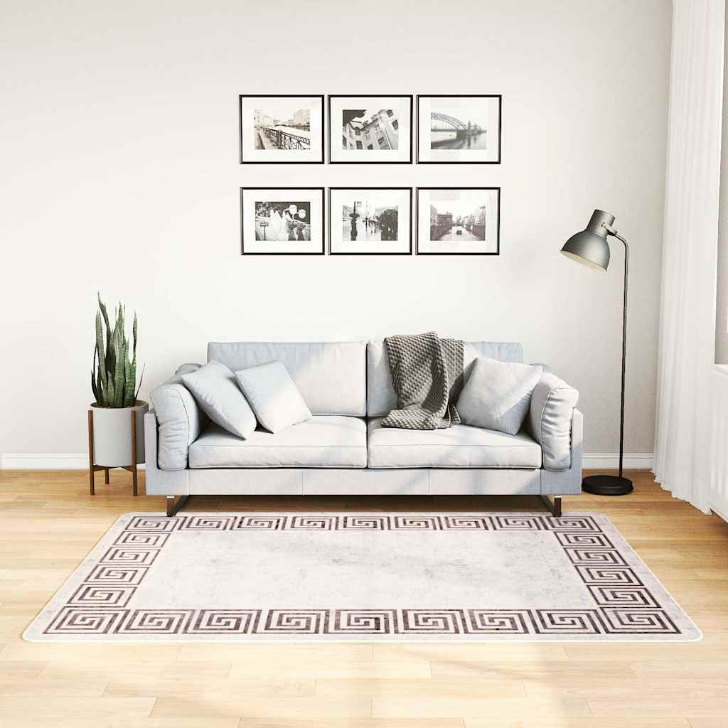 Teppich Waschbar 120x180 cm Hellbeige Rutschfest