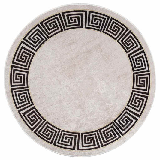 Washable Rug, Ø120 cm, Light Beige, Non-Slip