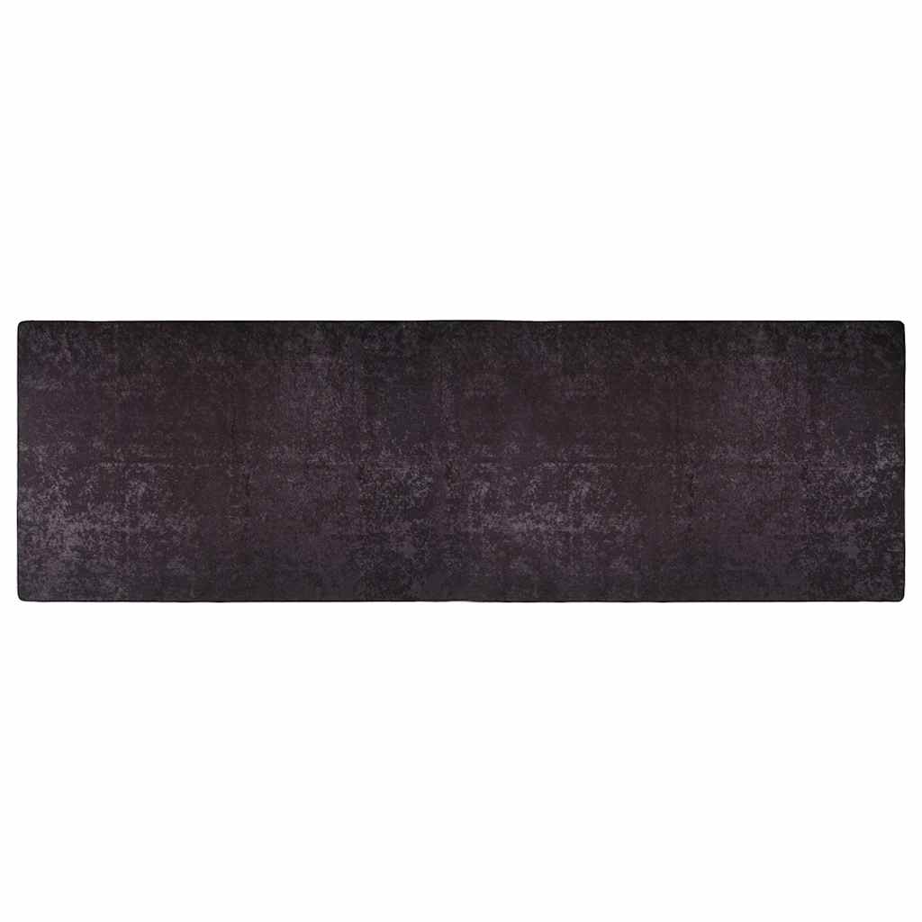 Teppich Waschbar 80x300 cm Anthrazit Rutschfest