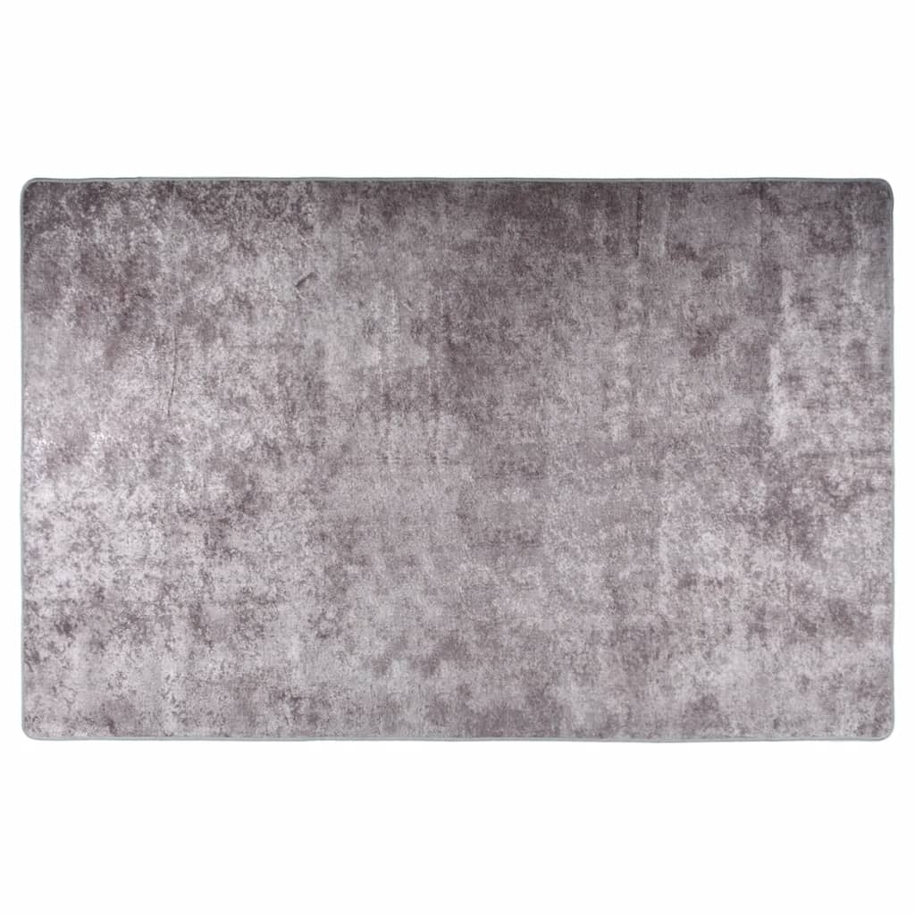 Teppich Waschbar 80x150 cm Grau Rutschfest