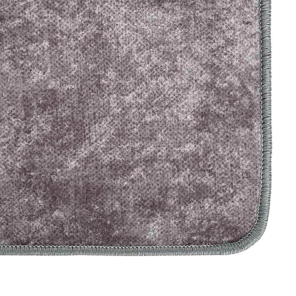 Teppich Waschbar 80x300 cm Grau Rutschfest