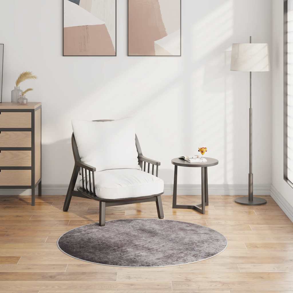 Washable Rug Grey φ120 cm Non-Slip