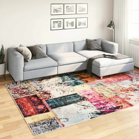 Washable Patchwork Rug Multicolor 190x300 cm Non-slip