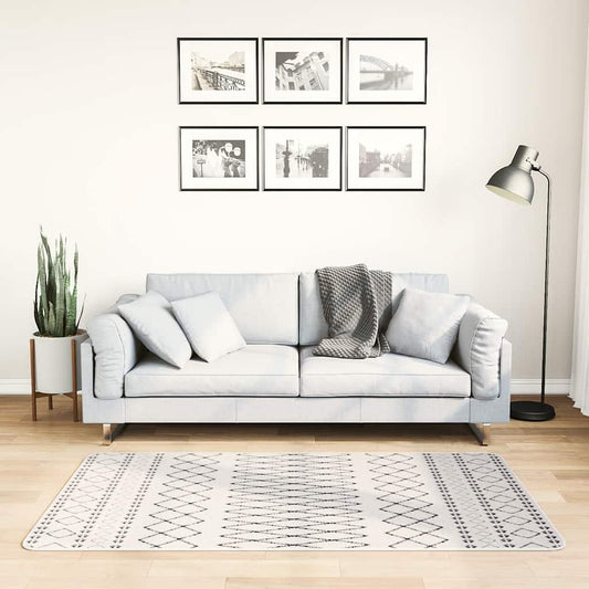 Washable Rug 80x150 cm Black and White Non-Slip