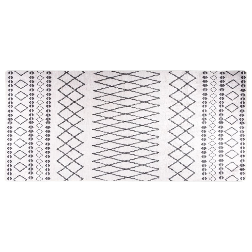Washable Rug 80x300 cm Black and White Non-Slip
