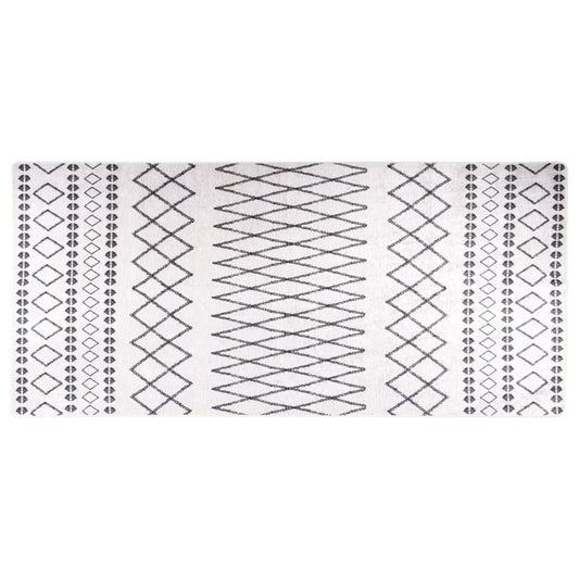 Washable Rug 80x300 cm Black and White Non-Slip