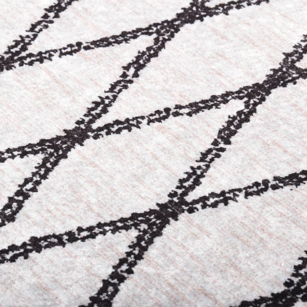 Washable Rug 80x300 cm Black and White Non-Slip