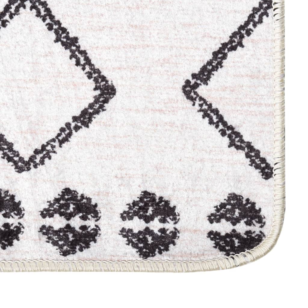 Washable Rug 80x300 cm Black and White Non-Slip