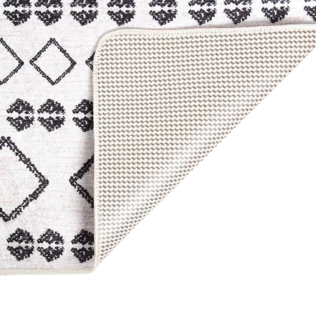 Washable Rug 80x300 cm Black and White Non-Slip