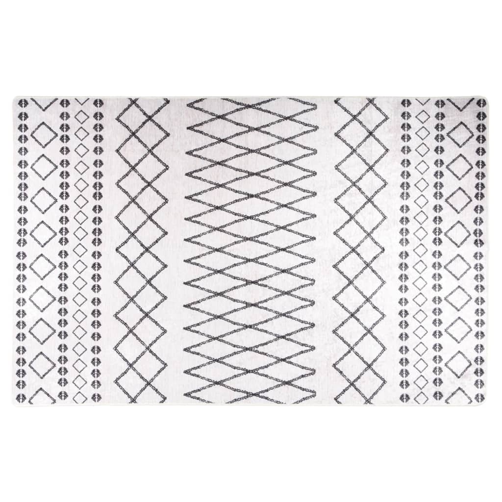 Tapis lavable noir et blanc 160x230 cm antidérapant