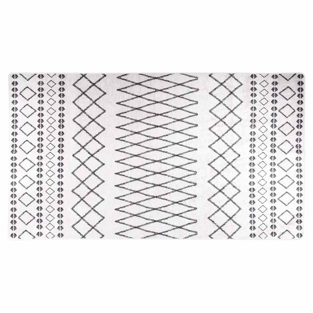Washable Black and White Rug 190x300 cm Non-Slip