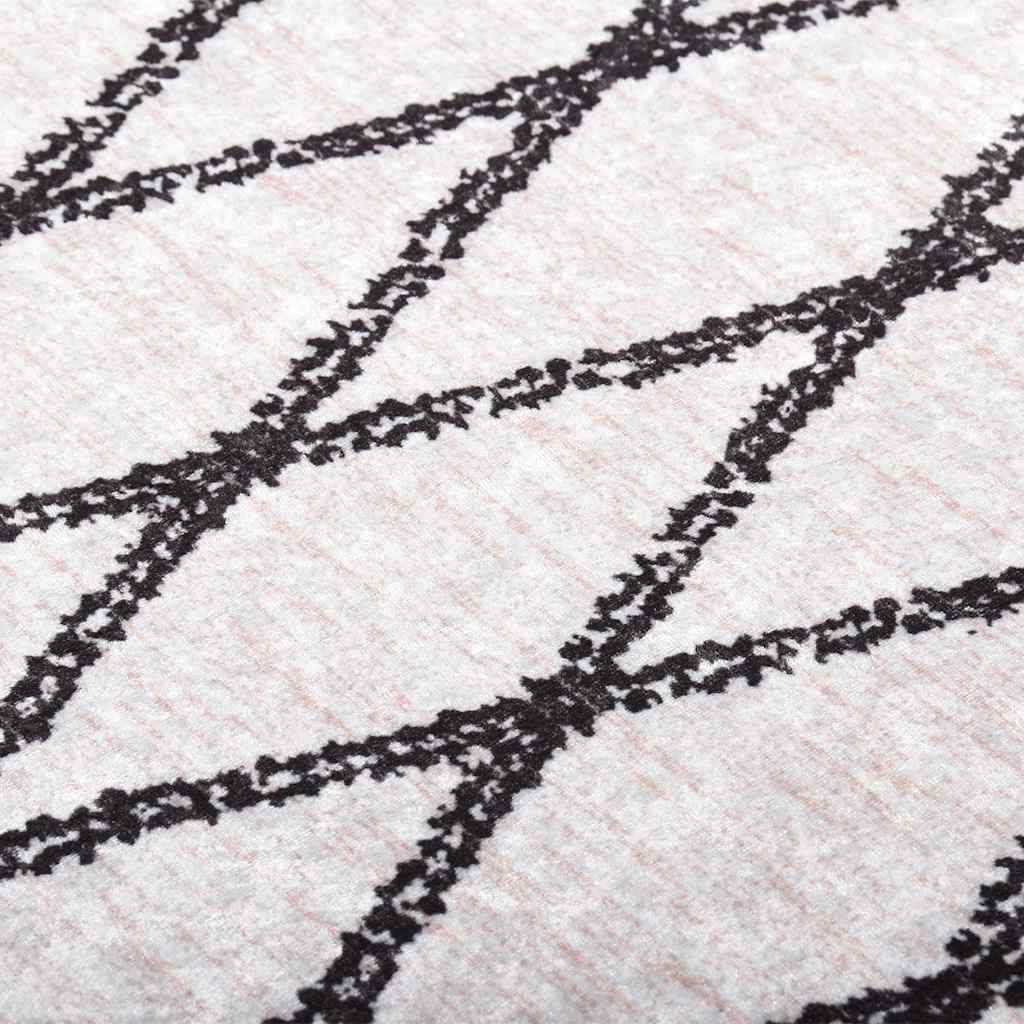 Washable Black and White Rug 190x300 cm Non-Slip