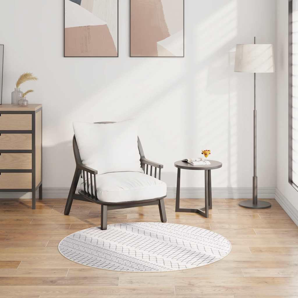 Teppich Waschbar Schwarz und Weiß φ120 cm Rutschfest